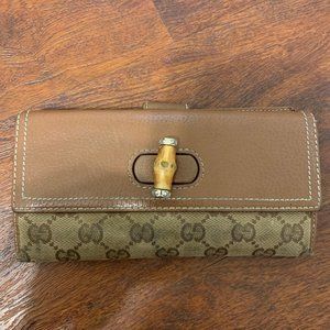 Gucci Monogram Canvas Brown leather wallet